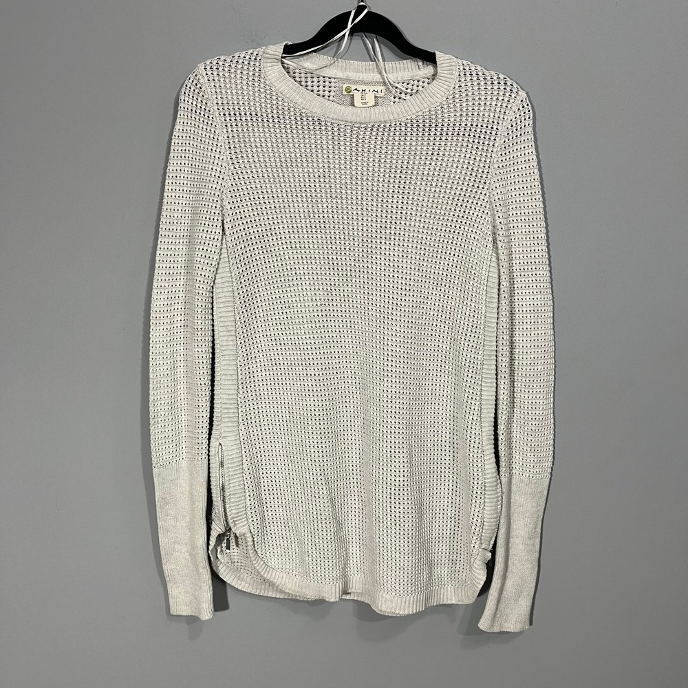 Dakini Womens Cream Open Knit Side Zip Pullover Sweater Size Small